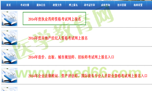 河北省2014年執(zhí)業(yè)藥師資格考試報名入口