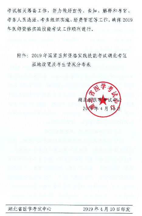 湖北省關(guān)于2019年醫(yī)師實踐技能考試時間∣基地設(shè)置等工作安排通知